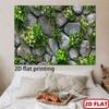 2D Rustic Stone Wall Green Foliage White Flower Vine Photo Backdrop