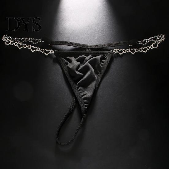 חוטיני צמוד G-string G String תחתונים לנשים סקסיים T-back מותן נמוך אהבה קריסטל תחתונים מידה גדולה לב פלרטטני שרשרת תחתונים