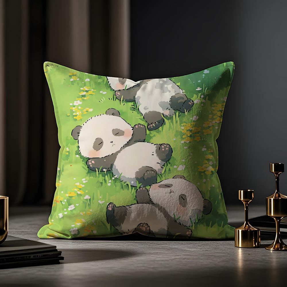 Cartoon Drawing Animal Cushion Cover Anti-dustmite Pillowcase Invisible Zipper Silky Short Plush Sofa Cushion Cover