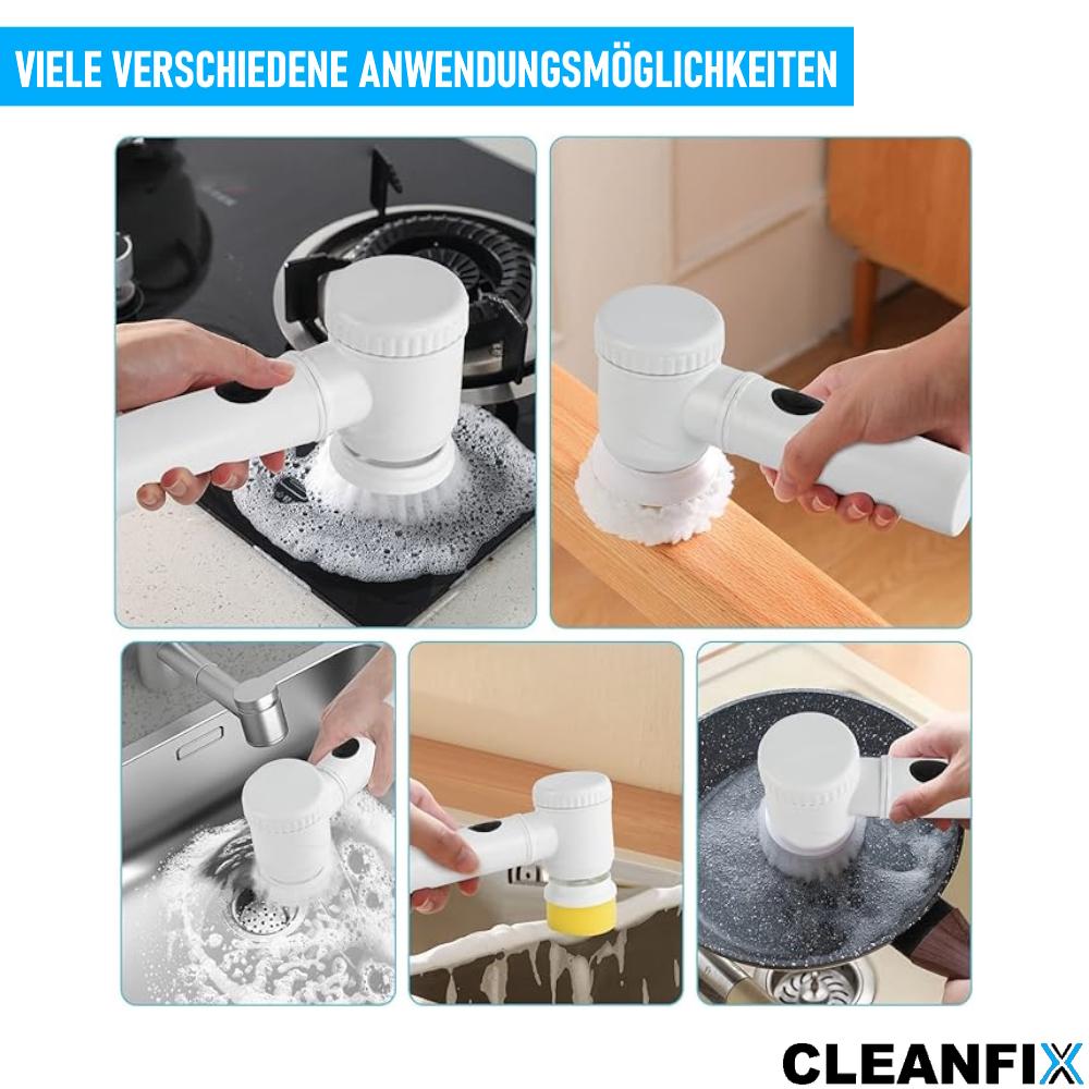 CLEANFIX Electric Cleaning Brush Battery Power Spin Scrubber Cleaning Set