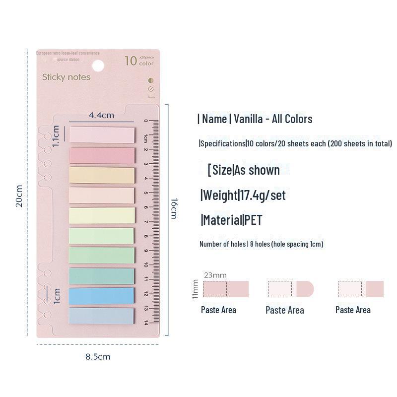 Morandi Color Index Sticky Notes: Writable Plastic Loose-Leaf Indicator Stickers