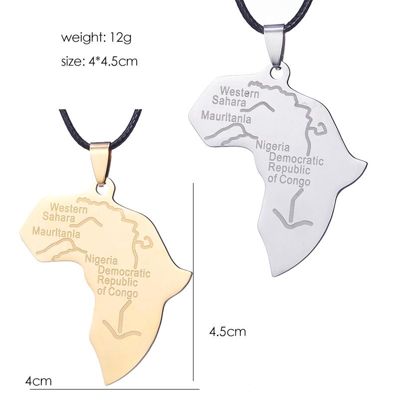 ZRM Jewelry Acero Inoxidable Moda Mapa de África Colgante Collar Para Hombres Mujeres Regalos