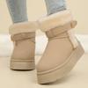 Fashion Ankle Strap Detor Snow Boots for Women Winter Chic Faux Suede Platform Snow Boots Woman Non Slip Warm Plush Booties Mujer