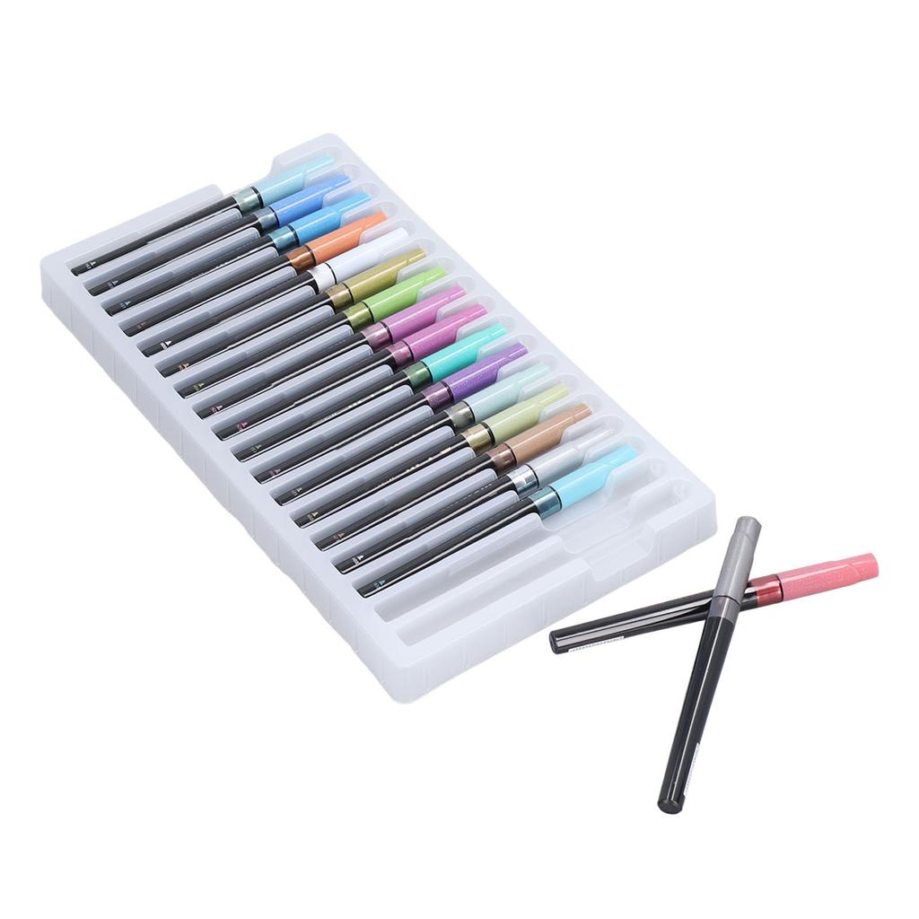 18pcs Brush Tip Coloring Markers 2mm 0.08in Metallic Color Round Pen Head Watercolor Marker for DIY Projects