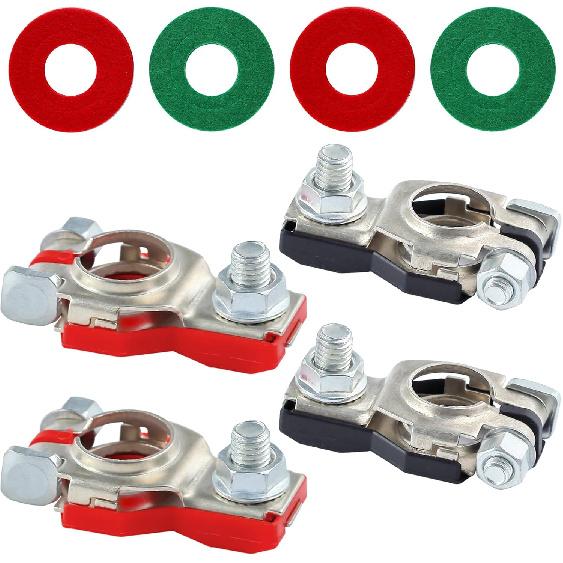 

2 Pair Battery Terminal Connectors for Nissan Sentra Murano 243407F000 243407F001, Copper Tinned Top Post Battery Cable Terminal Clamp Set, Positive