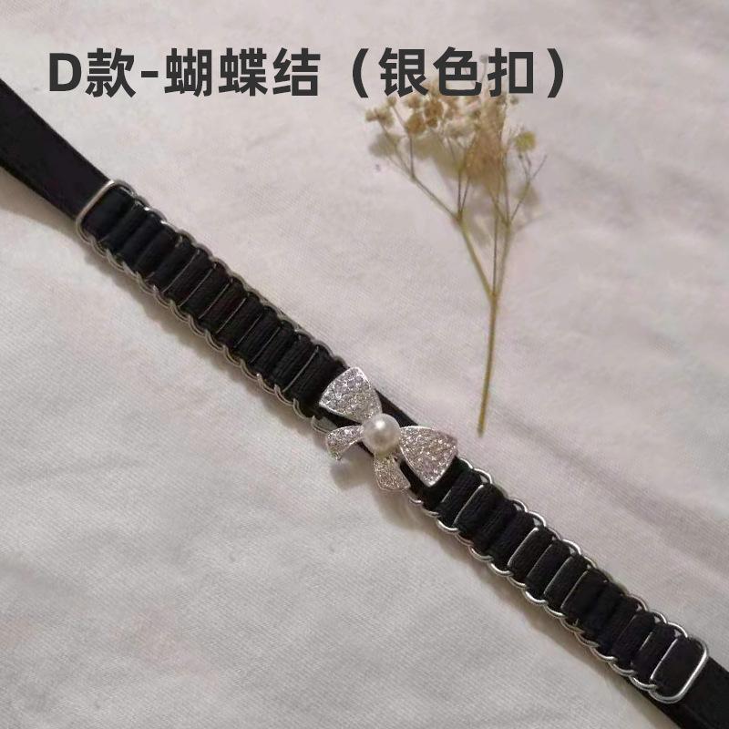 Black Elastic Waist Chain Women'S Pearl Diamond Bow Belt With Dress Women'S Buckle Waist Jewelry