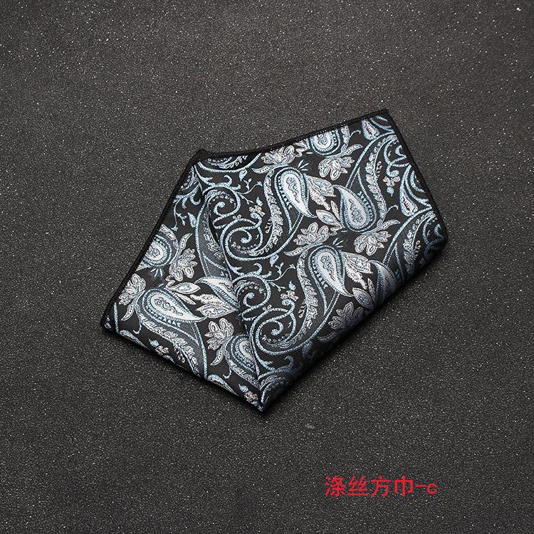 Men'S Banquet Guests Wedding Groom Suit Dress Pocket Towel British Retro Cashew Flower Striped Square Towel