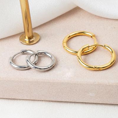 Circle Titanium Steel Hoop Earrings Sliver/Gold/Black Circular Earrings  Man