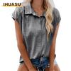 Women's Fashion Casual POLO Neck Short Sleeve Blouses & Shirts