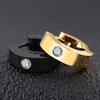 1 Pair Punk Round Zircon Hoop Earrings for Women Stainless Steel Circle Earring Men Unisex Gothic Party Jewelry Accessories