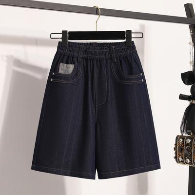 DIMANAF 2025 Spodnie Damskie Plus Size Letnie Szorty Jeansowe Krótkie Podstawowe Wysoki Stan Jednolite Spodnie Elastyczny Pas Maxi
