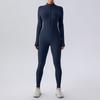 Export Zipper Nude Feel Long Sleeves Yoga Jumpsuit Women's Sports Running Workout Training Dance One-Piece Jumpsuit