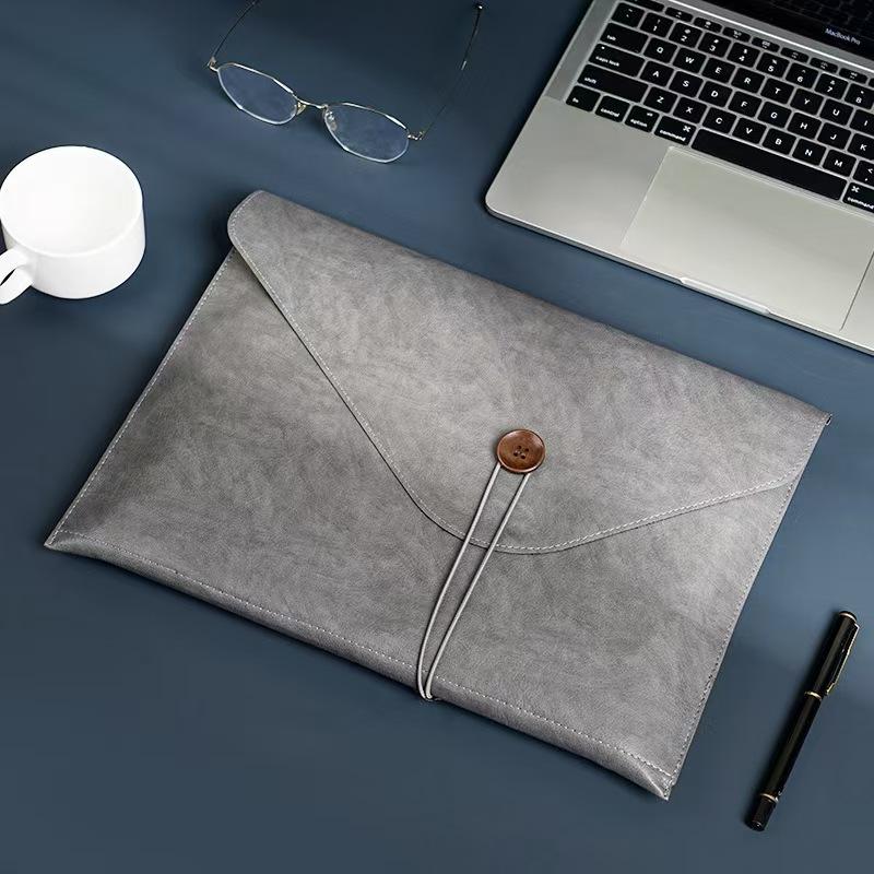 1Pc File Storage Bag Made of PU Leather, with Buckle, Important Private A4 Letter Size File Manager, File Storage Book, Laptop Sleeve