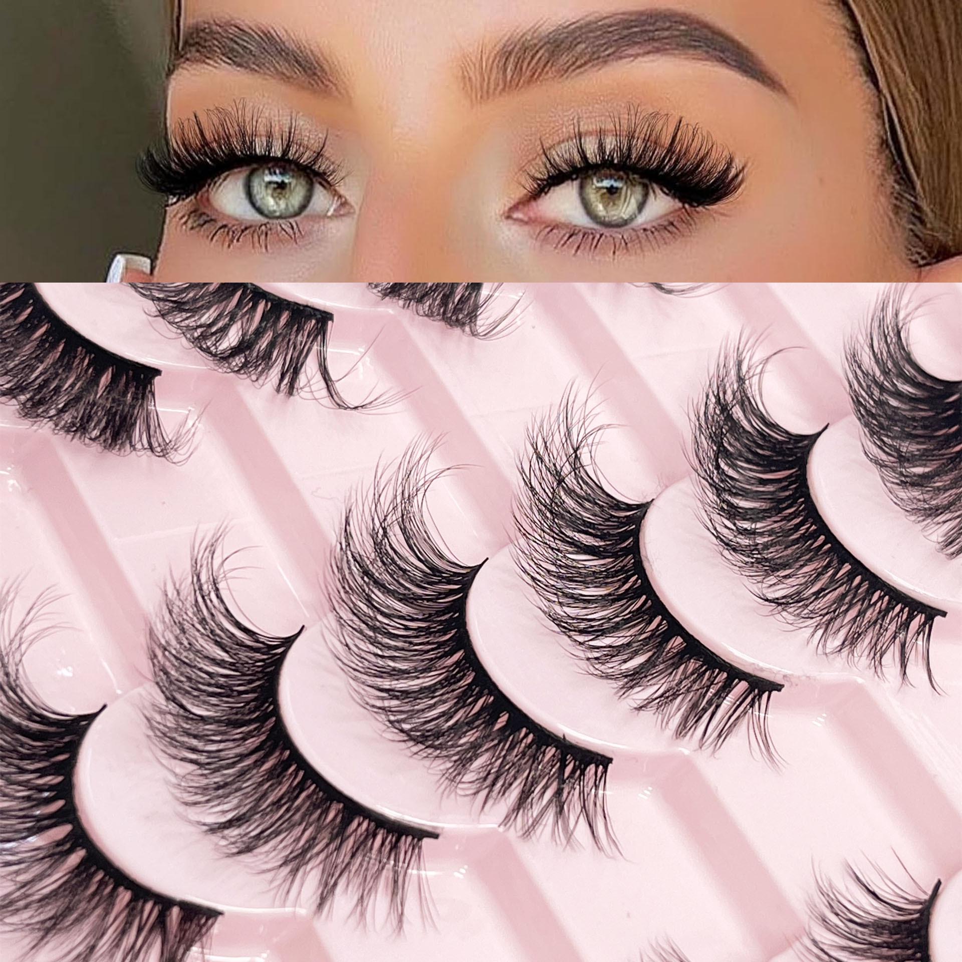

20 Pairs Cat Eye & Fox Eye Slanted False Eyelashes, Thick Natural Black Stem