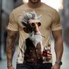 3D Gedrucktes Vintage Alter Mann Grafik T-Shirt Für Männer Zigarette Wein Charakter Muster Tees Sommer Kurzarm Rundhals Oberteile