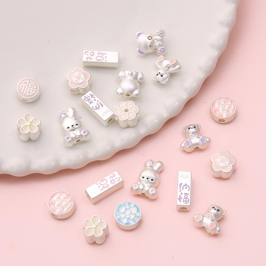1pc Little Alloy Bear Bead Bunny Beaded Lucky Beads DIY Charm Beads Handmade Jewelry Accessories