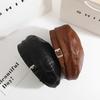 Beret Female  Pu Leather Ins British Retro Wild Painter Hat Temperament Leather Hat