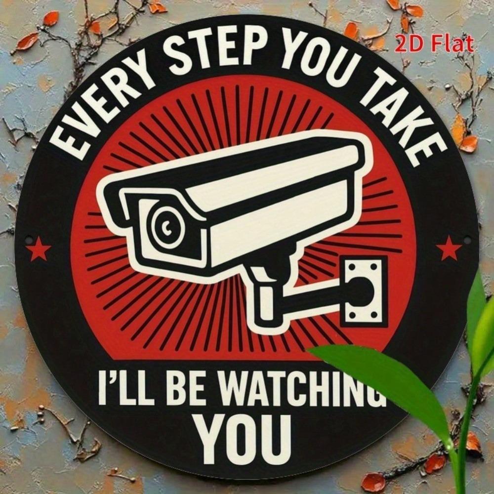 Security Camera Warning Sign Metal Tin Sign for Home Farm Garage Shop Wall Decor Property Protection