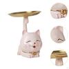 Cartoon Cat Statue Organizer Tray Animal Sculpture Fine Workmanship Resin Kitten Figurine Desk