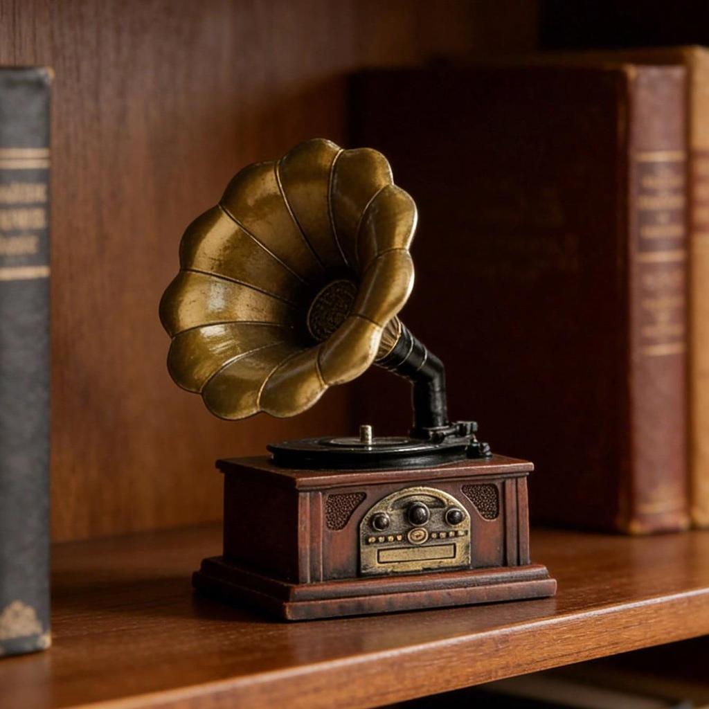 European Retro Gramophone Desktop Ornament for Home or Study Decoration