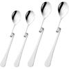4pcs Stainless Steel Jam Honey Spoon Curved Handle Coffee Spoon Milk Mixing Spoons Teaspoon Hanging Cup Dessert Tea Spoon for Wedding Party Family