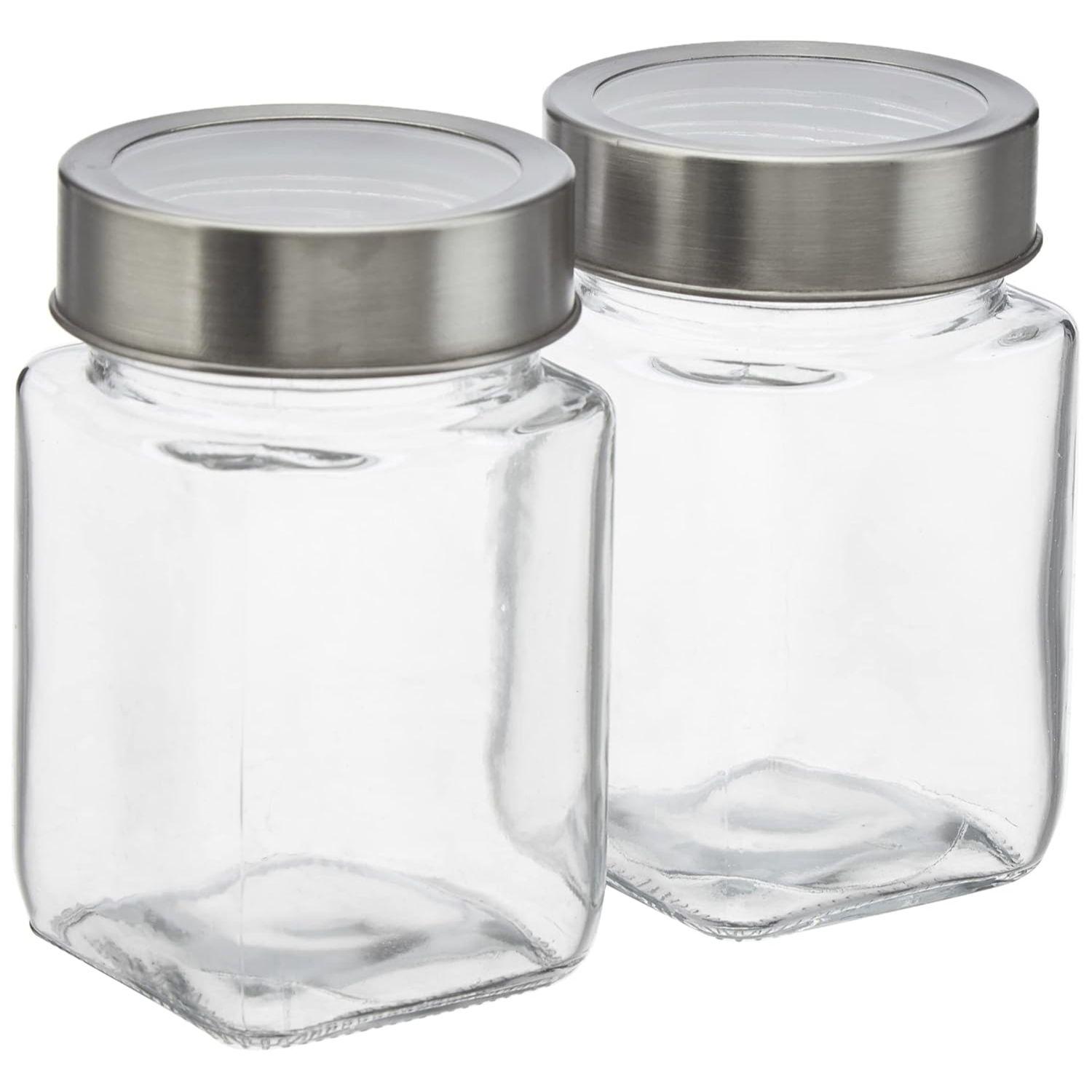 

Многофункциональные стеклянные банки с прозрачными крышками, набор из 2 штук, квадратные (По 310 мл каждый),