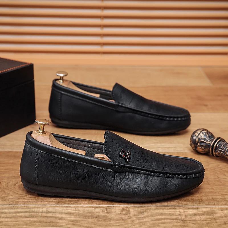 Leisure Men Leather Casual Shoes Luxury Brand Mens Loafers Moccasins Breathable Slip On Italian Driving Shoes Chaussure Homme