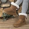 Fashion Sweet Bowknot Decoration Suede Snow Boots Women 2025 Soft Thick Bottom Ankle Boots Women Warm Faux Fur Non Slip Winter Shoes
