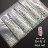 6-Grid Flat-Back Nail Art Rhinestone Set (1440pcs) - Mixed AB & Clear Glass Rhinestones Nail Decorations