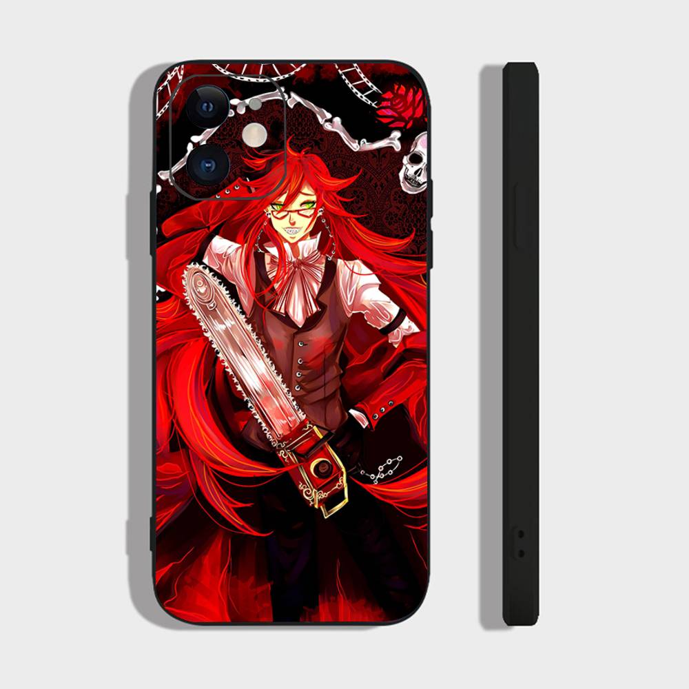 

Grell Sutcliff Anime Black B-Butler Phone Case For IPhone 17 Air 16 15 14 13 Pro Max 11 12 Black Silicone Cover IPHONE 12MINI