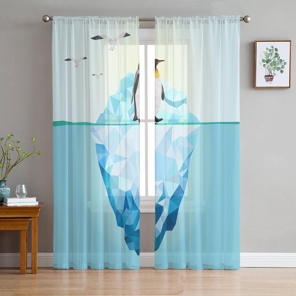 Polygon Orange Geometrische Tüll Voile Vorhänge Hotel Heimdeko Transparente Vorhänge für Wohnzimmer Schlafzimmer Chiffon Bedruckte Vorhänge