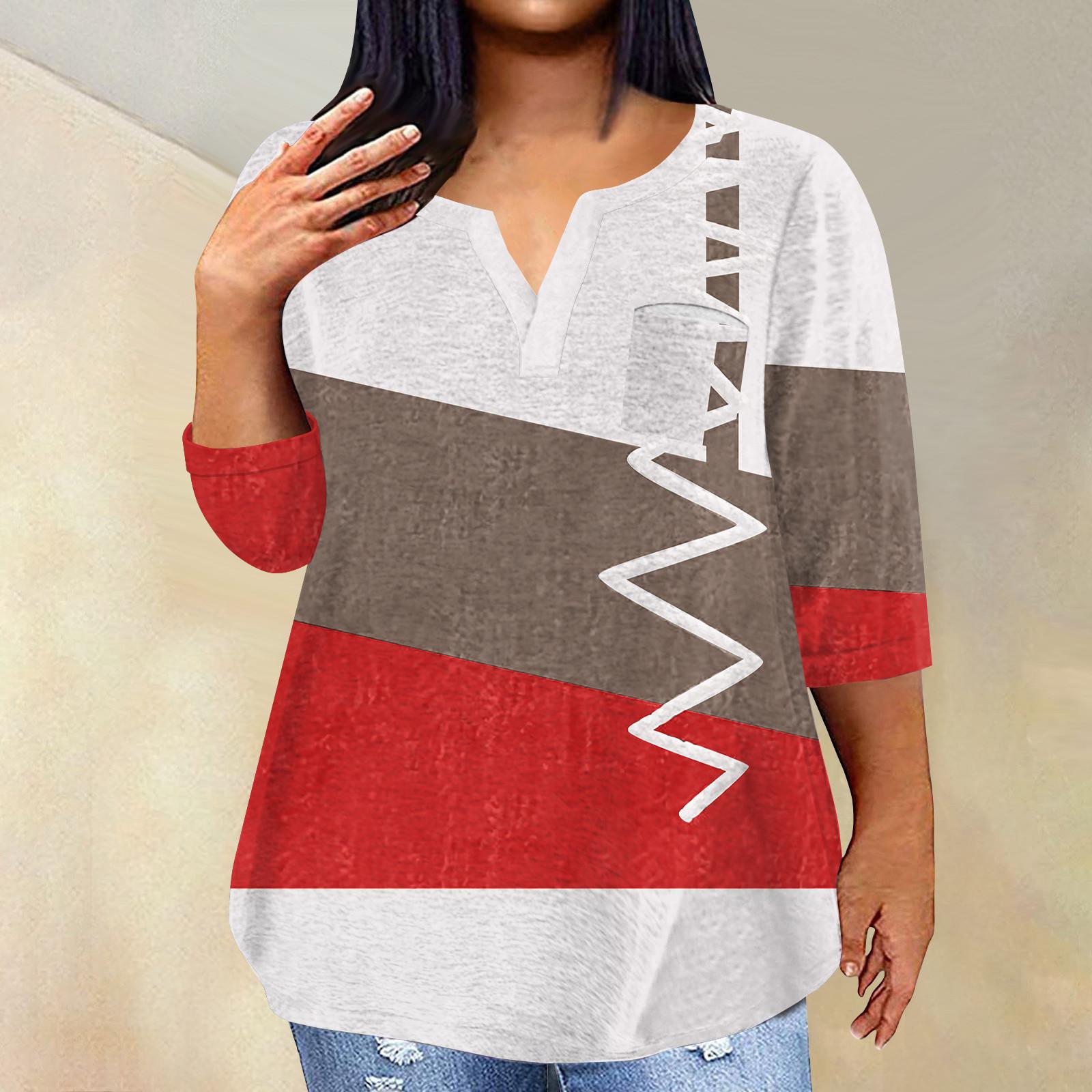 

Женский модный повседневный пуловер с рукавами три четверти и V-образным вырезом с принтом, топ с рукавами 4/3 XL белый