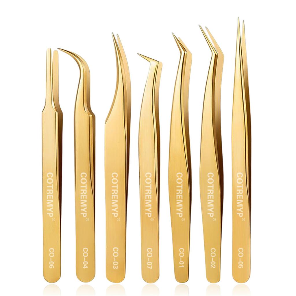 Professional Lash Tweezers False Eyelash Extension Grip High Precision Stainless Steel Tweezer tools for Hair Eyebrows