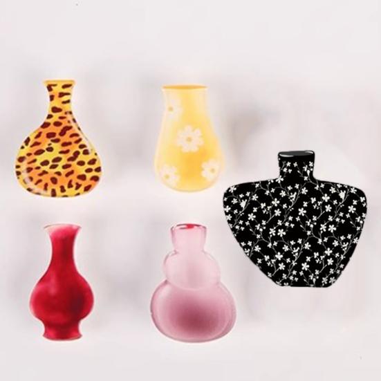 Mini Acrylic Vase Refrigerator Magnet Home Office Kitchen Locker Fridge 3D Miniature Flower Vase Magnetic Decoration Ornament
