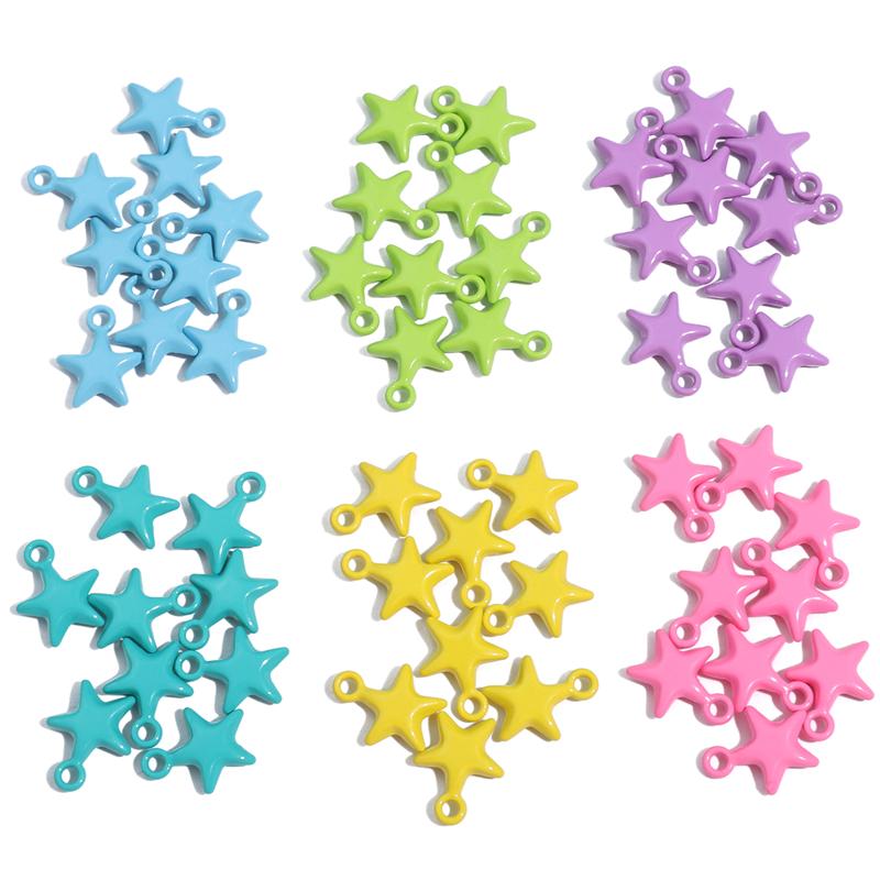 2pcs/Bag Colorful Spray Paint Stars Charms Pendant Beads for Jewelry Making DIY Bracelet Necklace Accessories