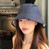 Retro Double-sided Can Wear Denim Bucket Hat Women's Summer Face Small Versatile Bucket Hat Sunshade Sunscreen Basin Hat