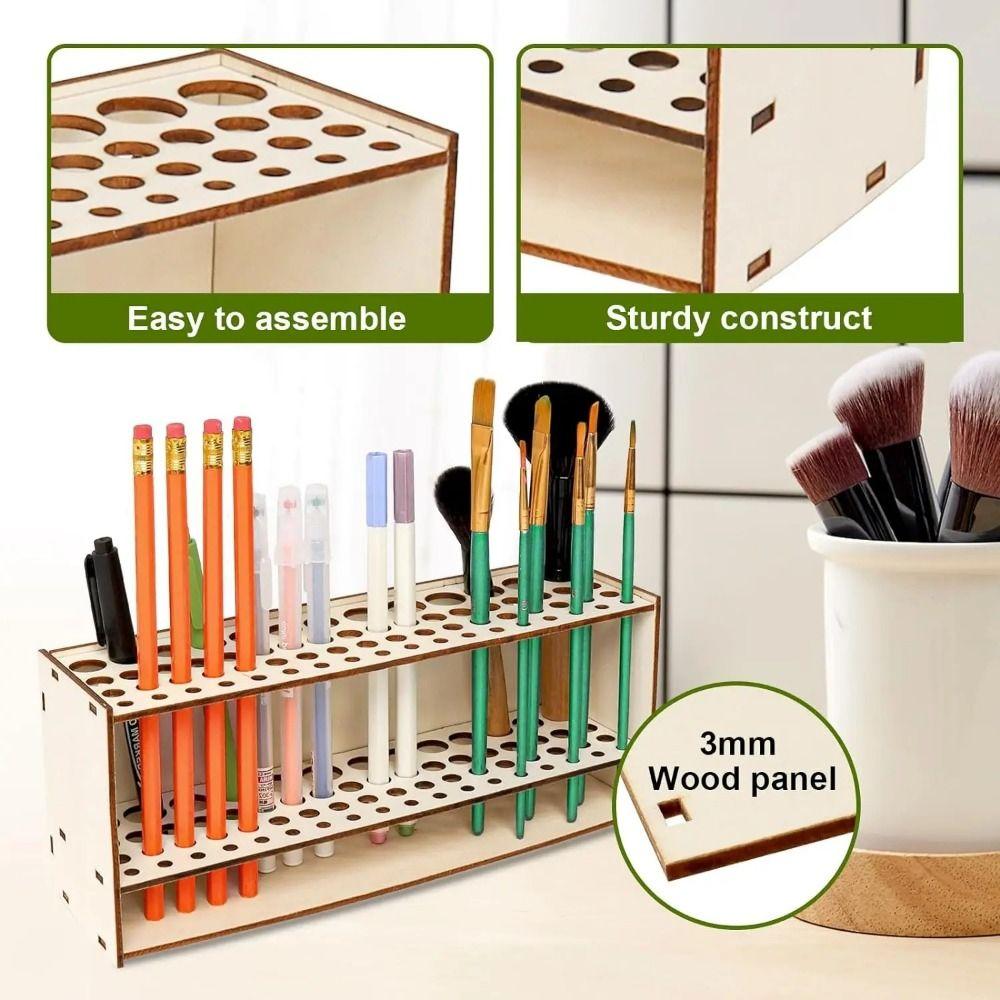 67 Holes Paint Brush Holder Household Desk Organizer Pen Drying Stand Colored Pencils