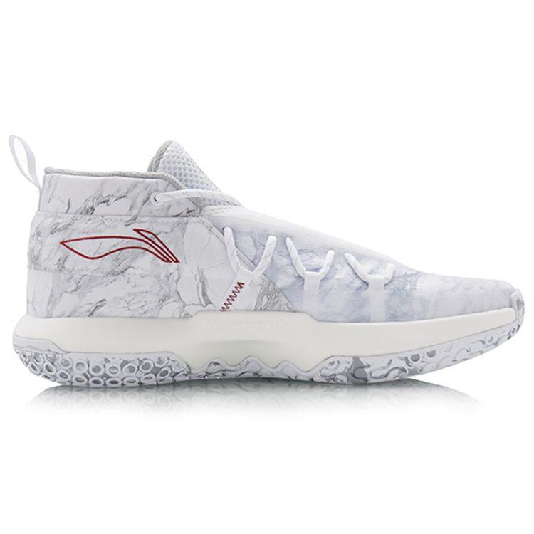 Li Ning Wade Fission 6 Slip Resistant And Abrasion Resistant Coverage Mid Top Basketball Shoes Men's White ABAQ031-2