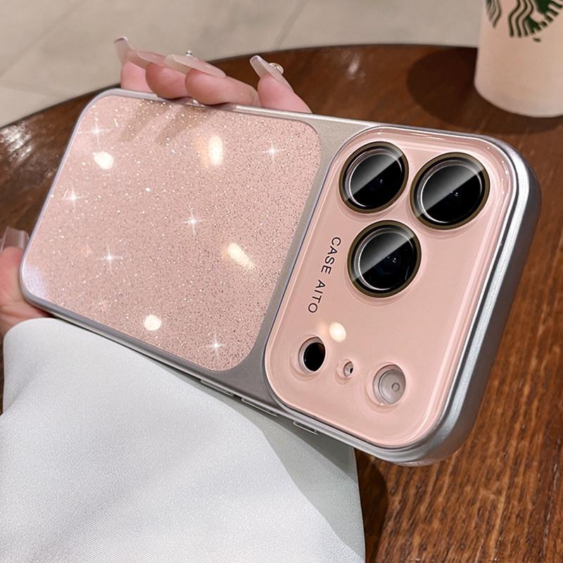 Luxury Bling Glitter Case for iPhone 17 Pro Max AI Camera Control Button Glass Lens Protector Cover for iPhone 14 15 16 Pro Max