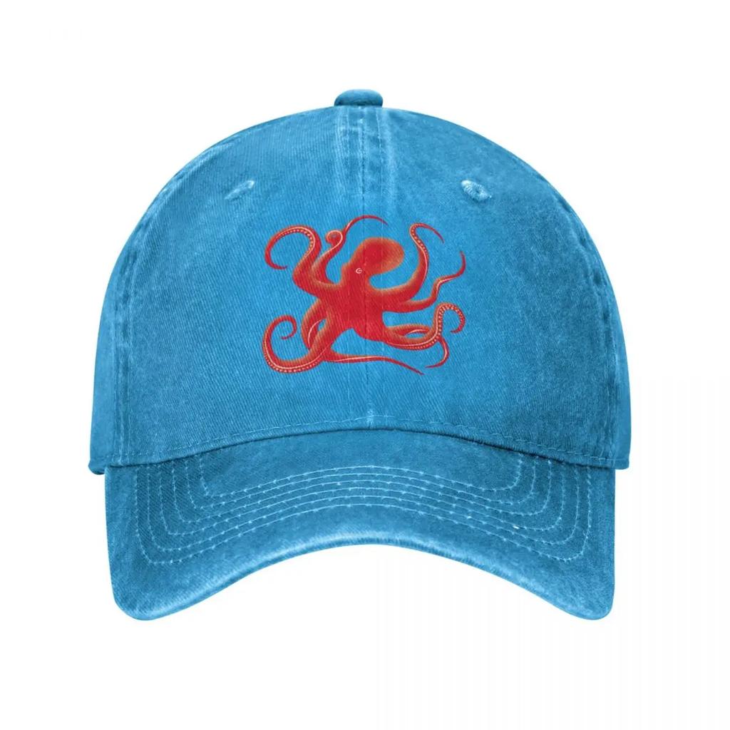 Red Octopus Silhouette Baseball Cap Hats Anime Hat Cap For Women Men'S