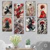 Retro Japanischer Stil Poster Metall Blechschilder Kimono Schönheiten Japanischer Samurai Vintage Metallplatte Wanddeko Club Bar Man Cave
