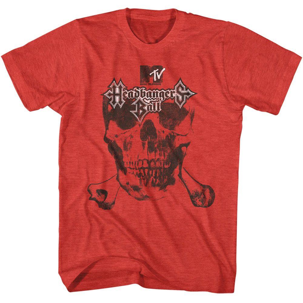 MTV Hbb Logo Skull And Bones Red Heather TV Shirt M
