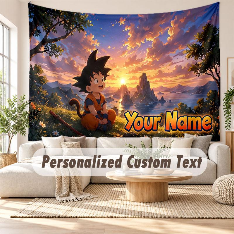 Custom Name Wall Hanging Tapestry,Dragon Ball Decorative Backdrop Tapestry For Dorm Home