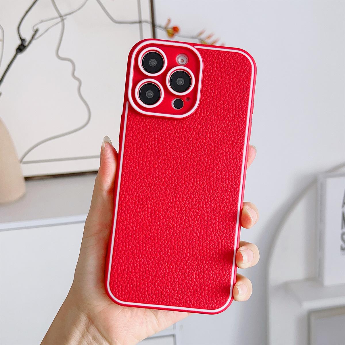 

Leather Texture Mobile Phone Case with Super Fiber Huaqiangbei Anti-fall Mobile Phone Case for Apple Couple Mobile Phone Case For iPhone 16PROMAX