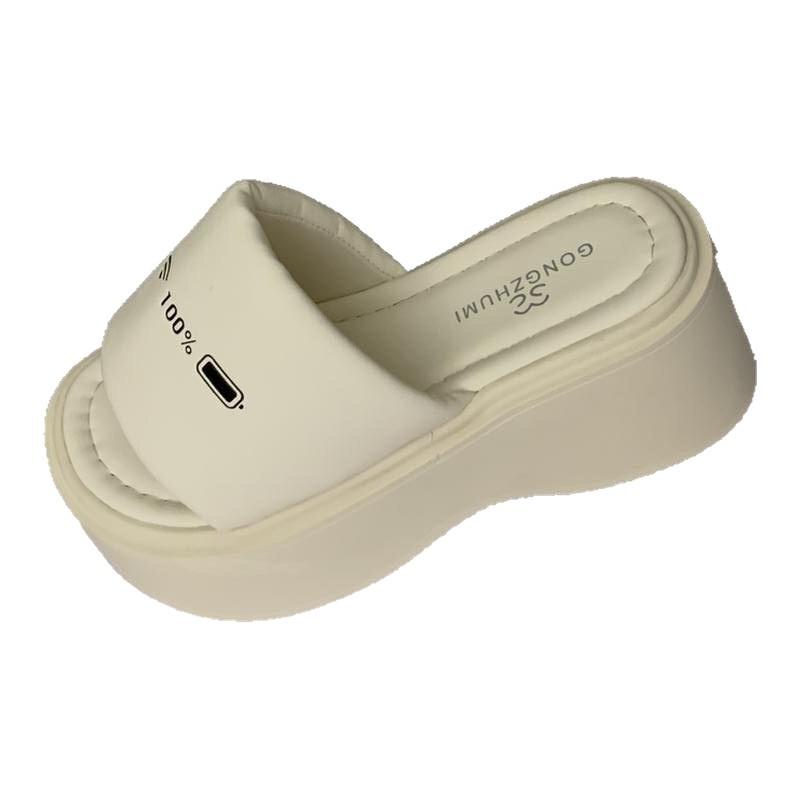 Thick-soled Small Man Cool Slippers Women's Summer Wear 2025 New Super Fire Muffin Shoes with Skirt Beach One-word Drag