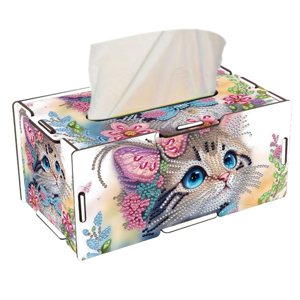 Wooden 5D Diamond Painting Tissue Holder Diamond Decorative Tissue Box Wooden Diamond Painting Tissue Box for Living Room Decor