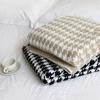 Soft Fleece Zebra Stripe Houndstooth Throw Blanket for Couch Luxury Flannel for Bed Sofa Chair, Plush,Warm and Cozy Blanket with Geometric Grid Design