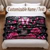 Skull Gothic Theme Soft Blanket Personalized Custom Name Text Print Warm Blanket Home Sofa Bedroom Decor