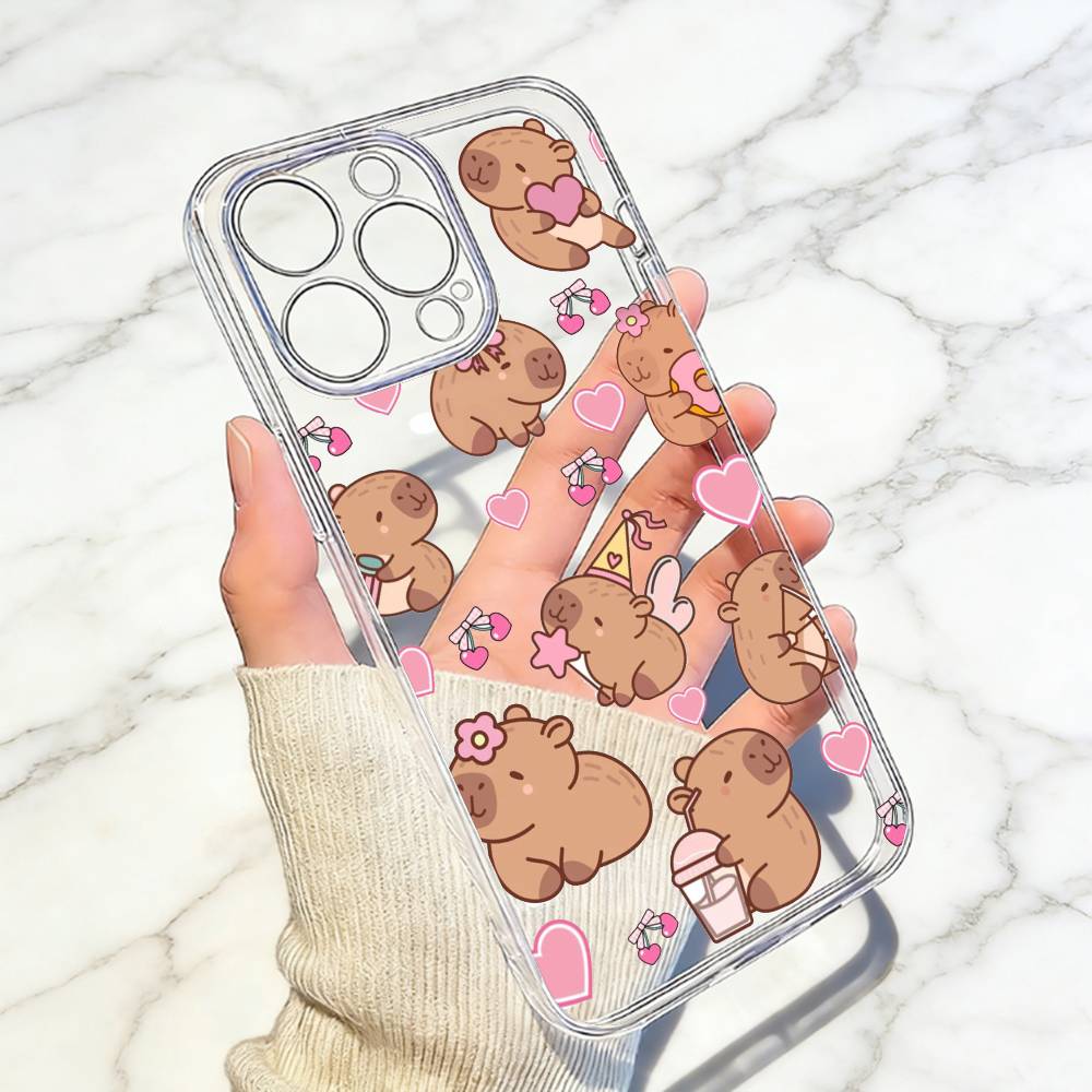 Cartoon C-Capybara Handyhülle Für iPhone 17 16 15 14 13 12 11 Mini Pro Max Plus Transparente Hülle