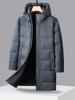 2025 Men's Plus Size Long Hooded Down Jacket - Extra Wide Warm White Duck Down Coat